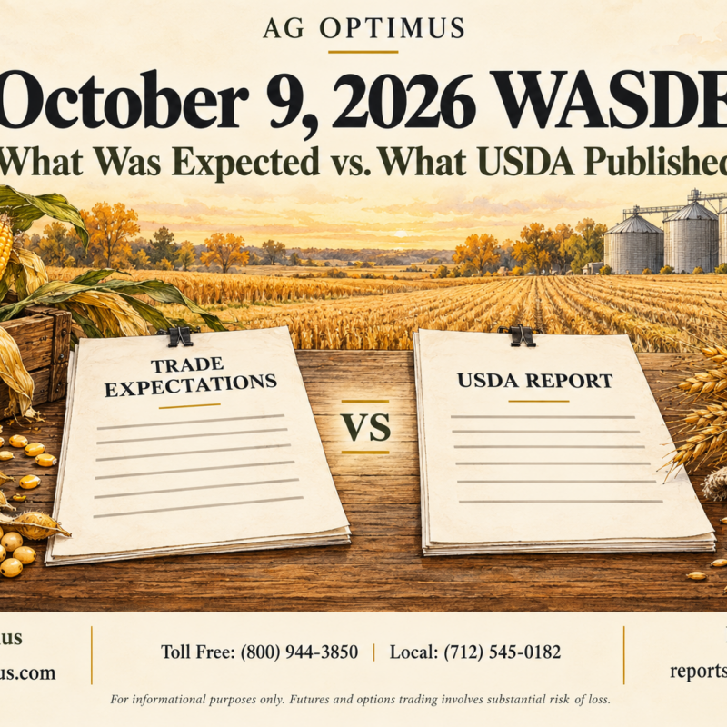 October 2026 WASDE corn carryout chart showing United States corn ending stocks rising to 1.849 billion bushels from 1.567 billion in September