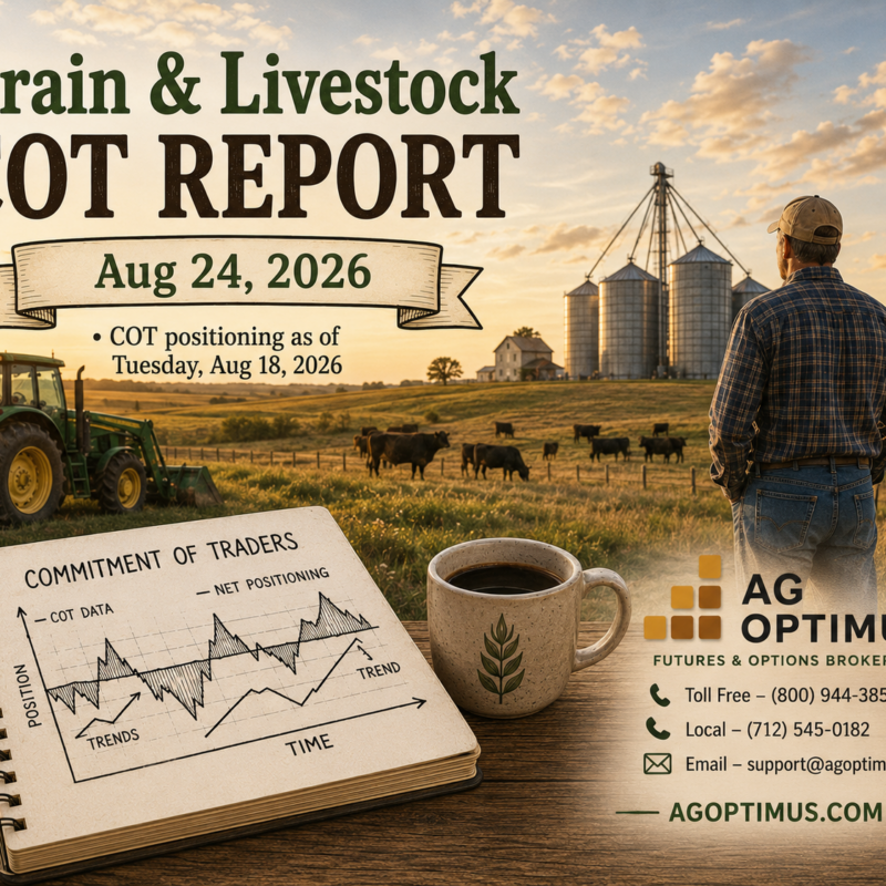 Grain and Livestock COT Report for August 24, 2026 — commercials at record corn short while livestock hedgers reach yearly extremes