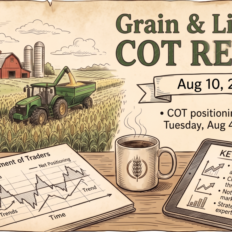 Grain & Livestock COT Report — Aug 10, 2026 · COT positioning as of Tuesday, Aug 4, 2026