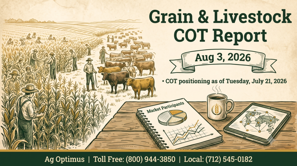 Grain and livestock COT report: managed money positioning for the week of July 28, 2026
