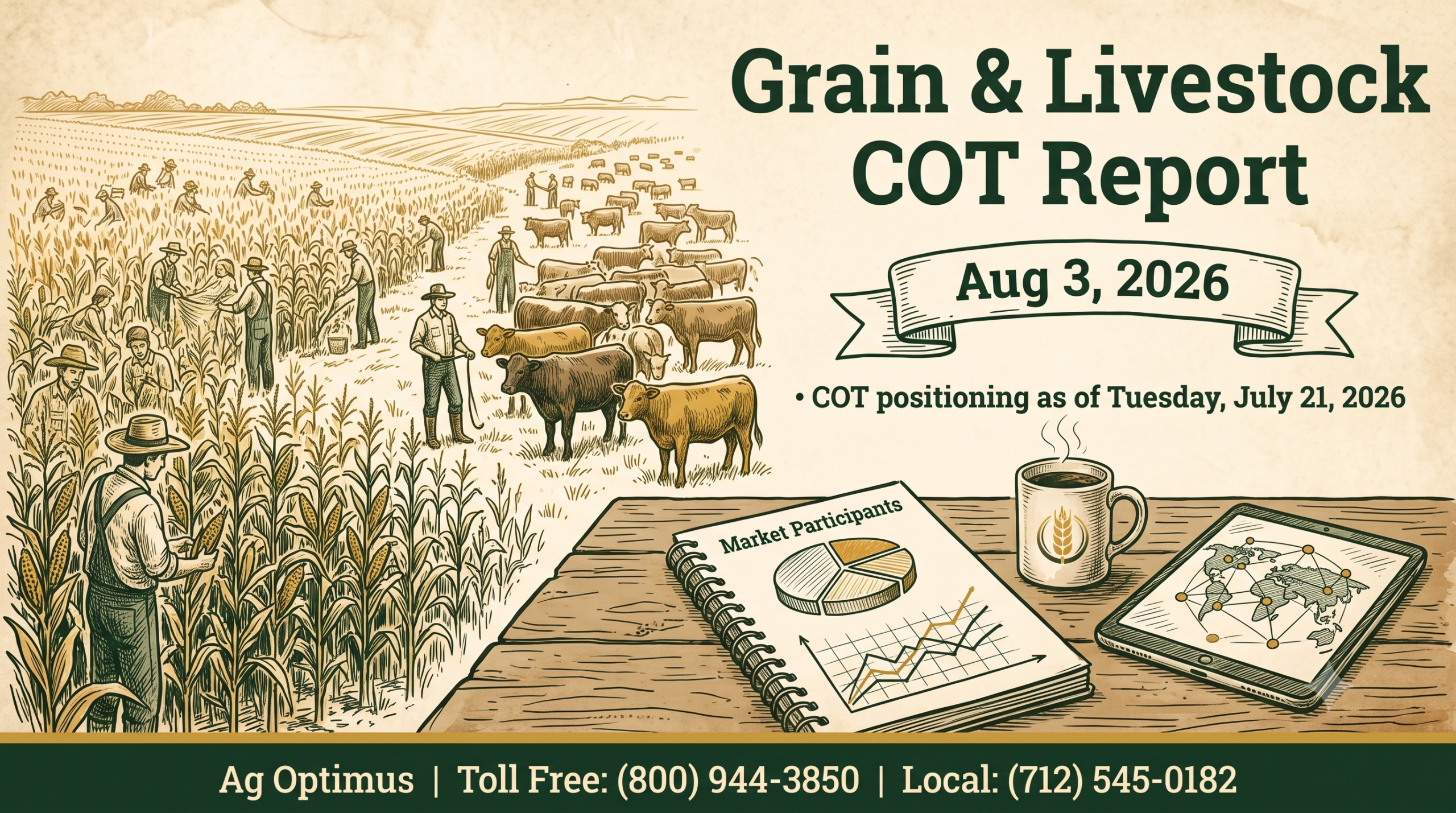 Grain and livestock COT report: managed money positioning for the week of July 28, 2026