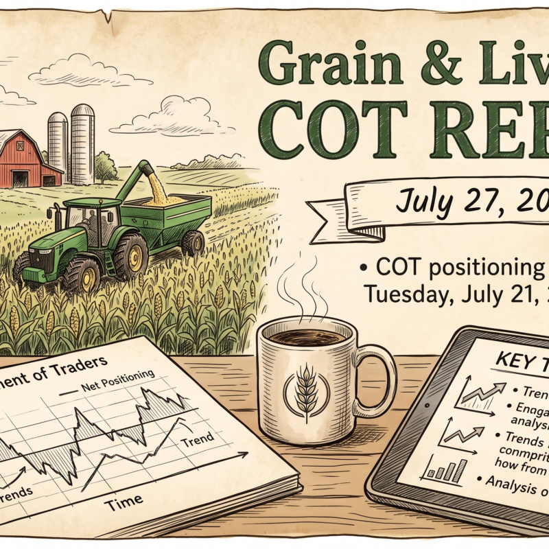 How to read the COT report: corn table showing commercial and managed money positioning by week