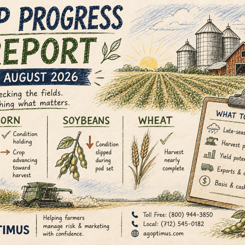 USDA crop progress audit August 31 2026 showing corn at 57 percent and soybeans at 58 percent good excellent